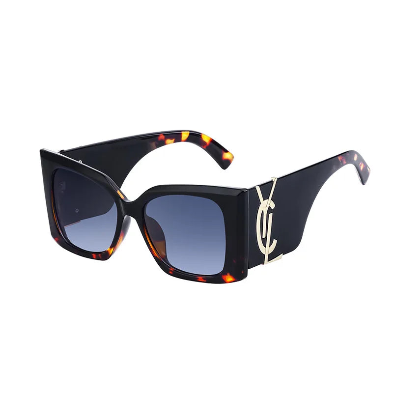 Retro Gold Gradient Square Frame Sunglasses for Women