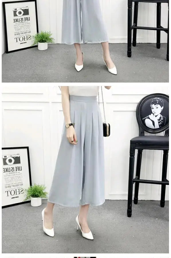 High Waist Pleated Wide Leg Cotton Linen Pants For Women