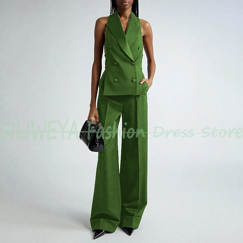 Double Breasted Vest And Pants Set