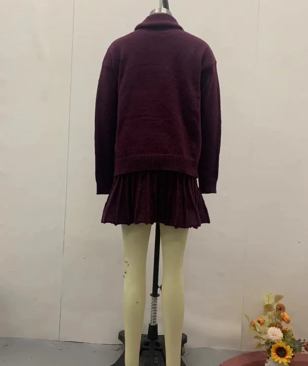 Cotton Linen Pleated Skirt Set