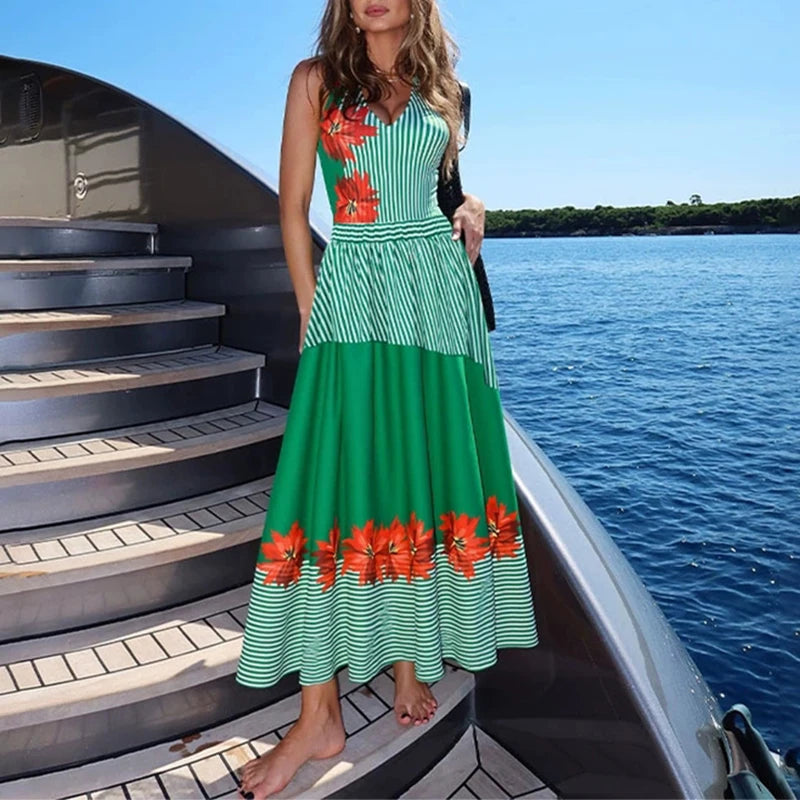 Striped Off Shoulder Bikini Set with High Waist Skirt for Women