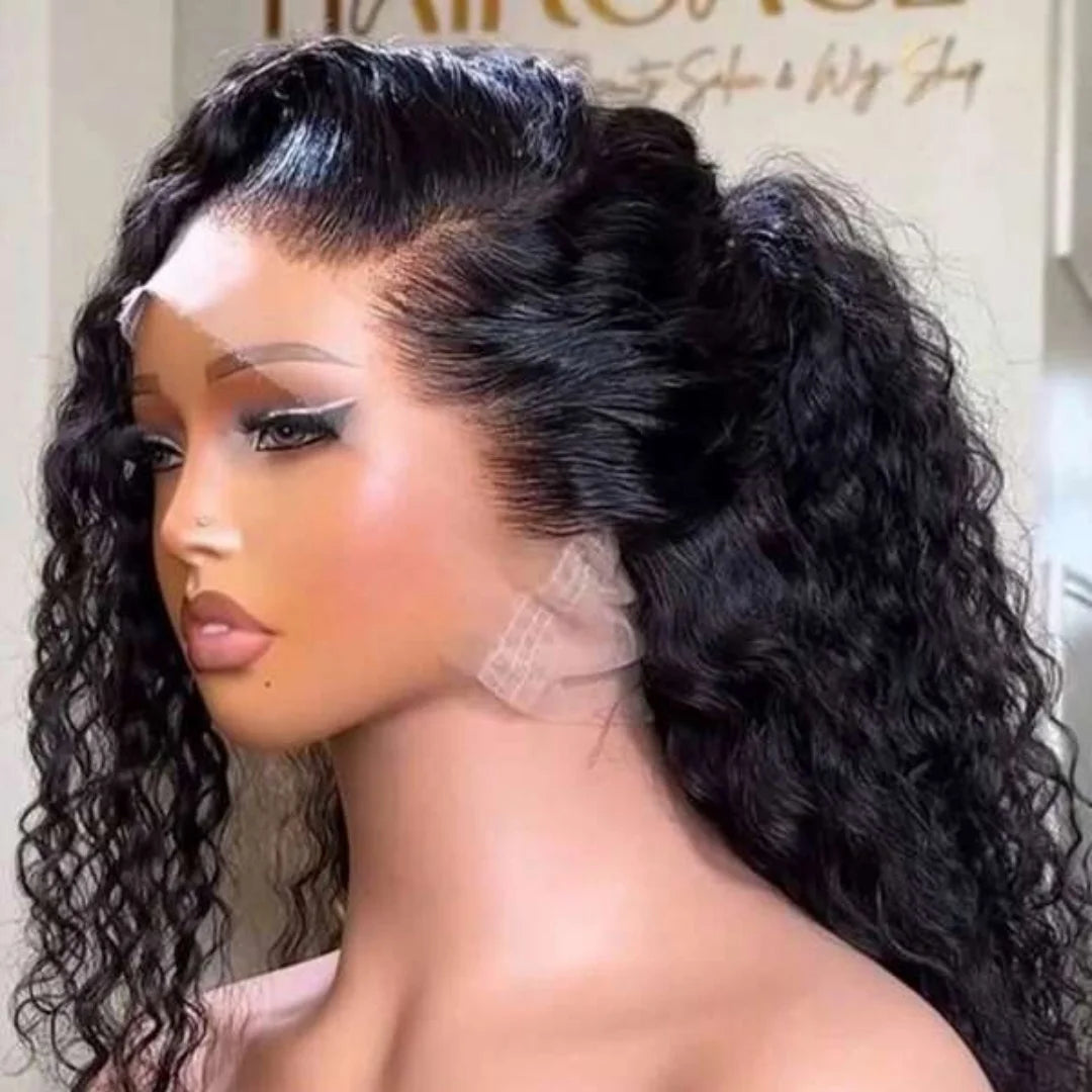 Long Deep Wave Glueless Lace Front Human Hair Wig for Women