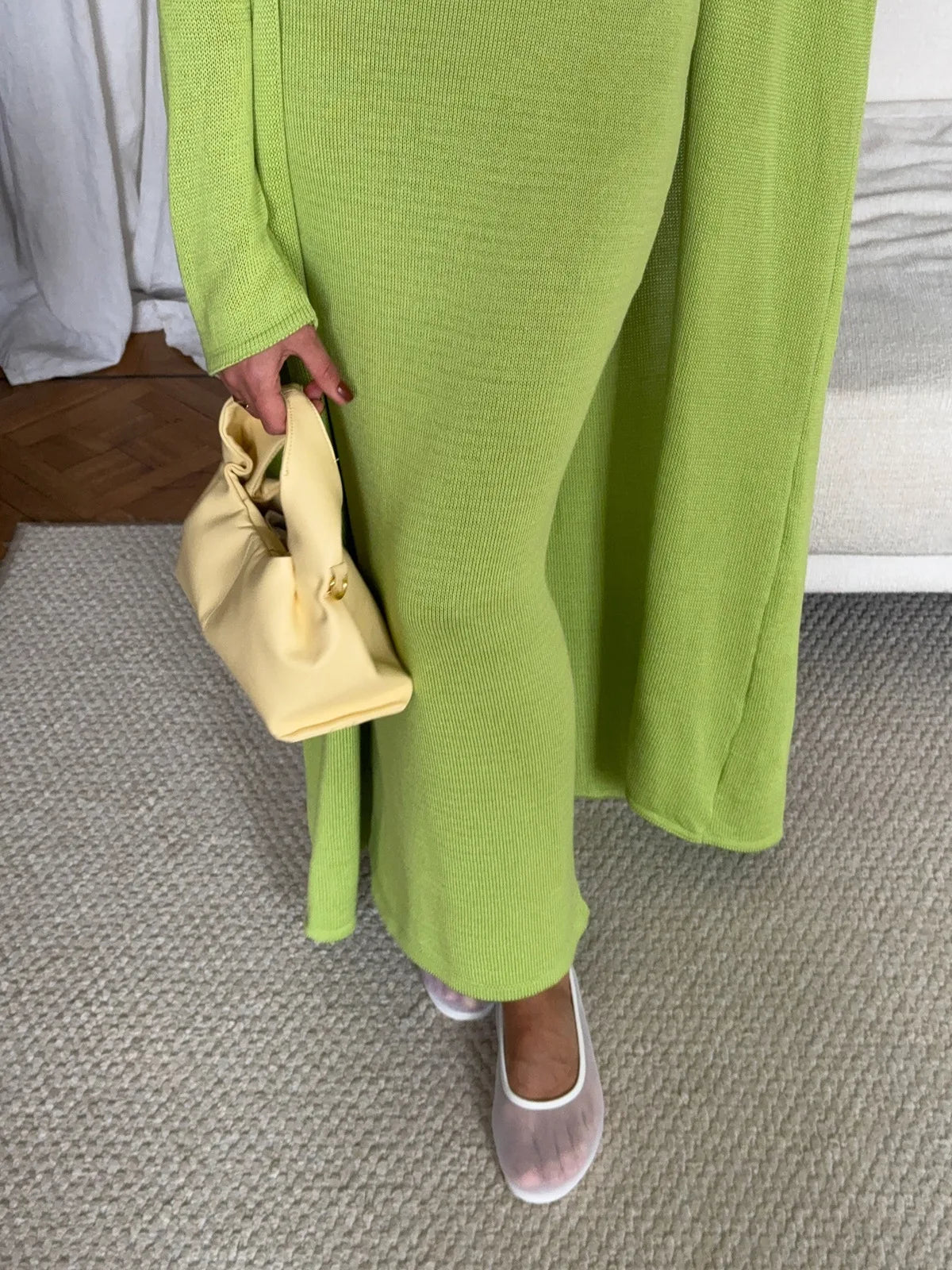 V-Neck Ribbed Knit Maxi Dress Set