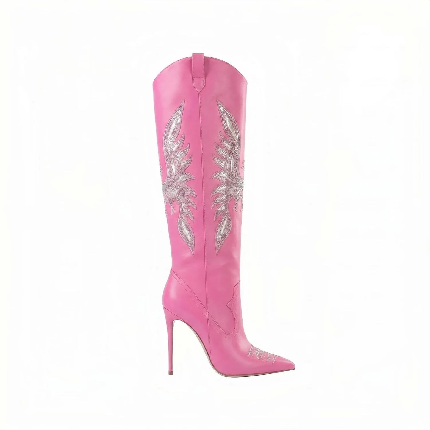 Retro Embroidered Rhinestone Knee High Cowboy Boots for Women