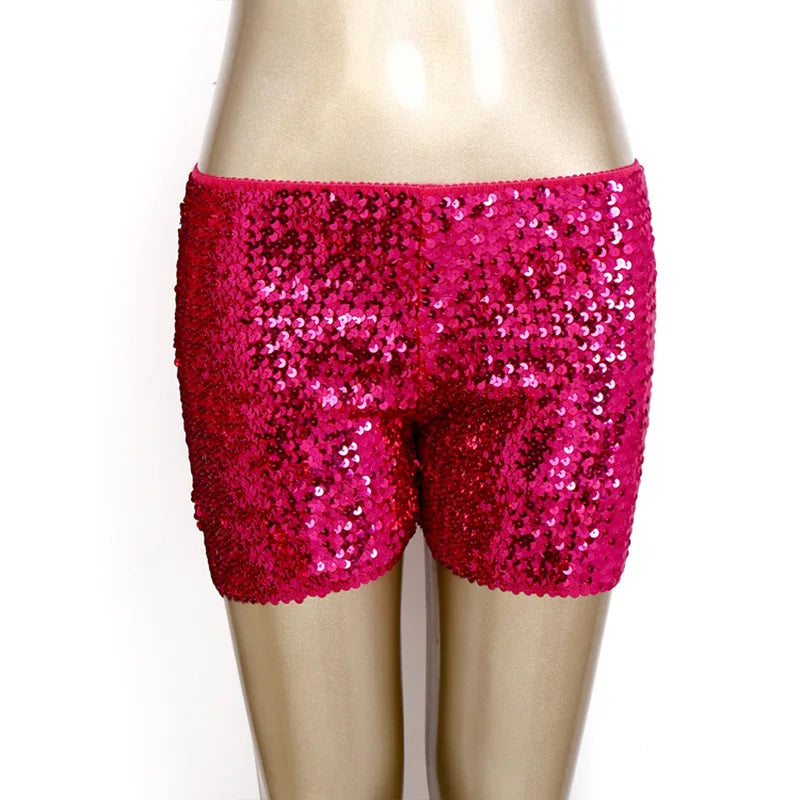 FAGADOER Y2K Sexy Sequin Shorts for Women Purple Golden Sparkling Low Waist Skinny Shorts Hot Girl Streetwear Bottoms 2025 New