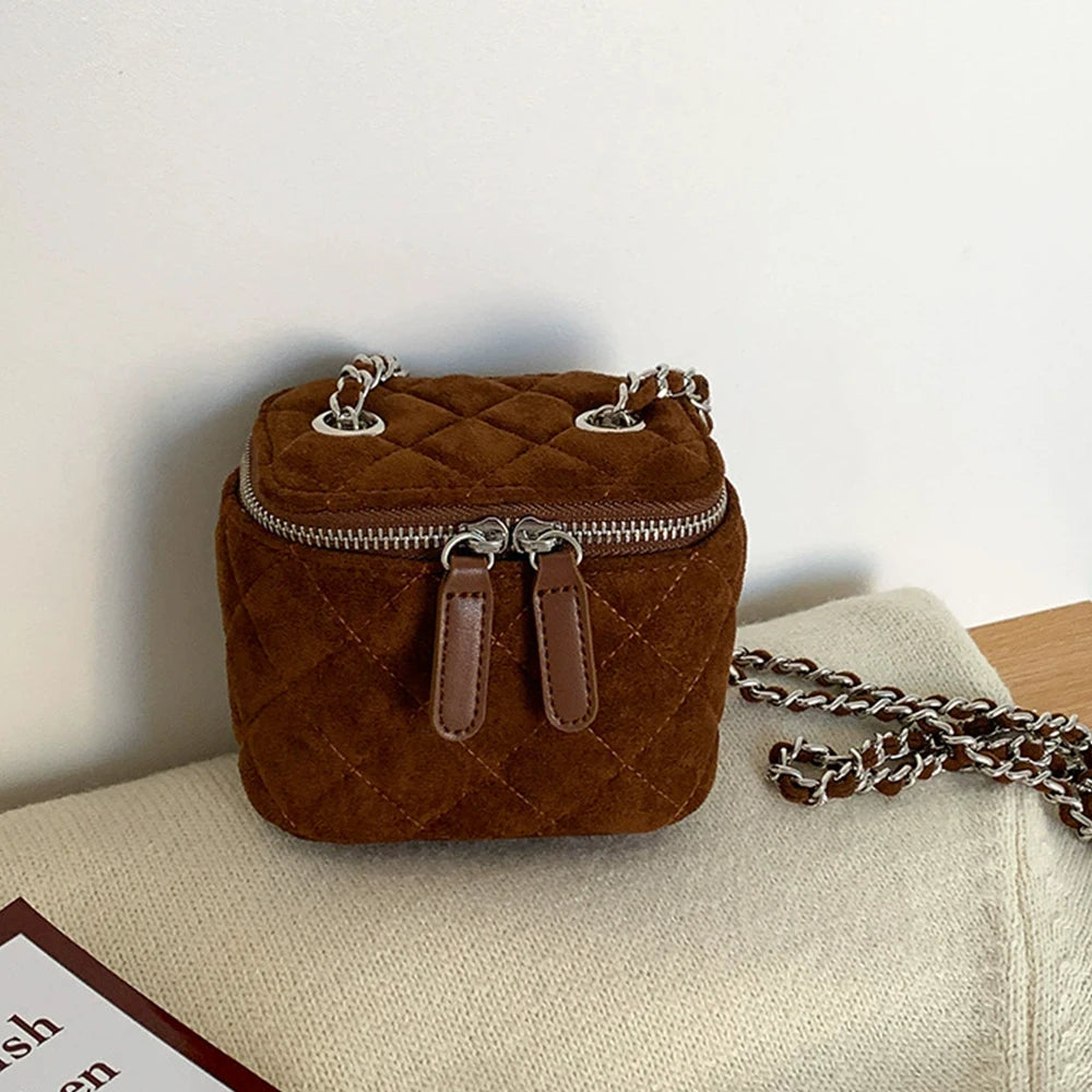 Mini Denim Crossbody Bag with Chain Strap for Women