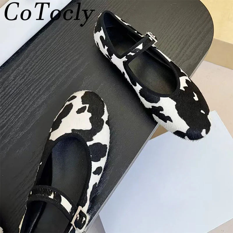 Elegant Buckle Strap Round Toe Mary Jane Flats For Women