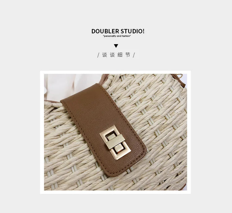 Trendy Handwoven Wicker Straw Shoulder Bag for Women