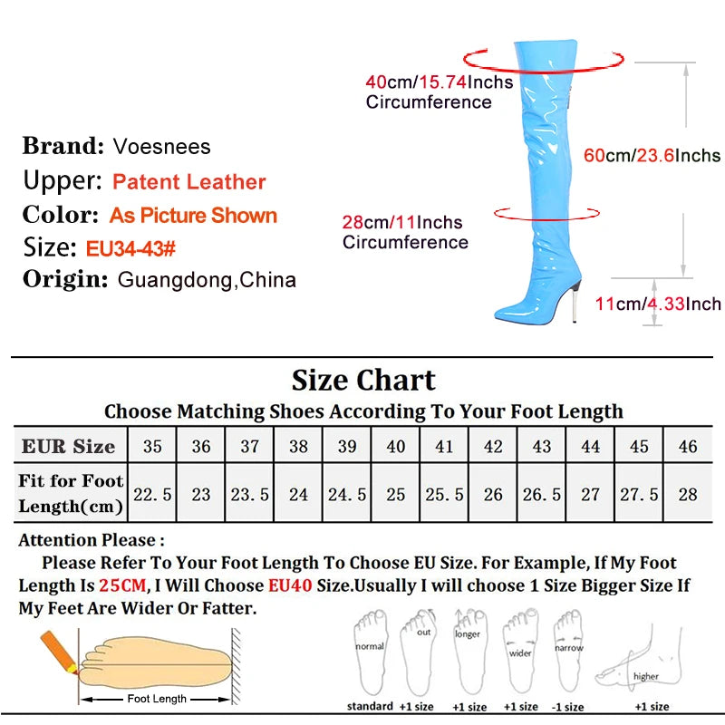 Shiny Patent Leather High Heel Over The Knee Boots for Women