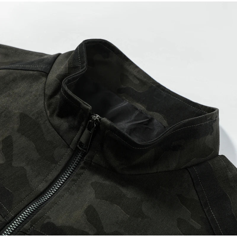 Y2K Camouflage Cropped Zip Jacket With Stand Collar for Women