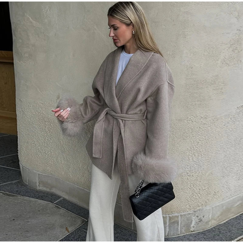 Elegant Longline Turn Down Collar Winter Coat for Women