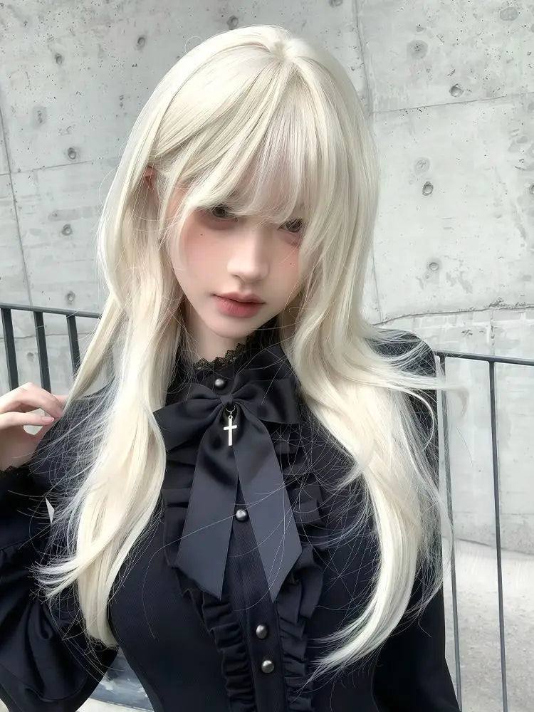Black Gothic Long Sleeve Bow Tie Stand Collar Dress For Women