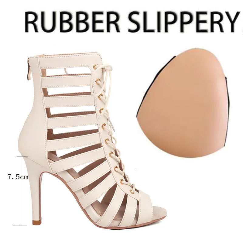 Lace Up High Heel Ballroom Dance Ankle Boots for Women