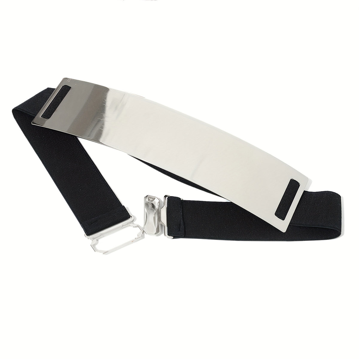 Punk Inspired Metallic Glossy Wide Waist Belt for Women