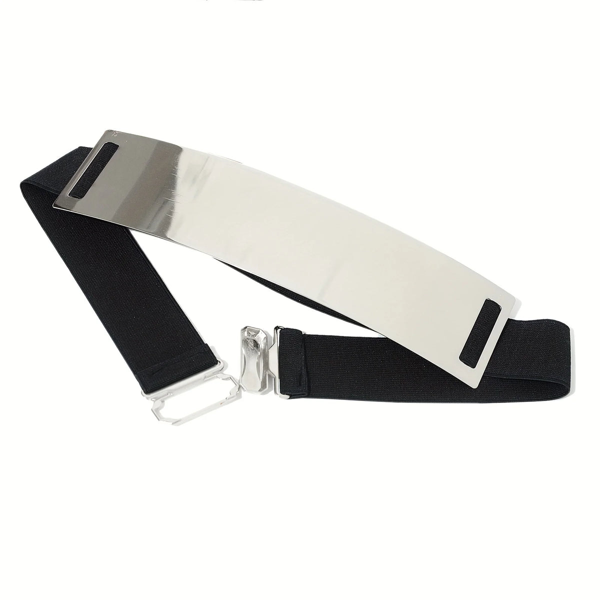 Punk Inspired Metallic Glossy Wide Waist Belt for Women
