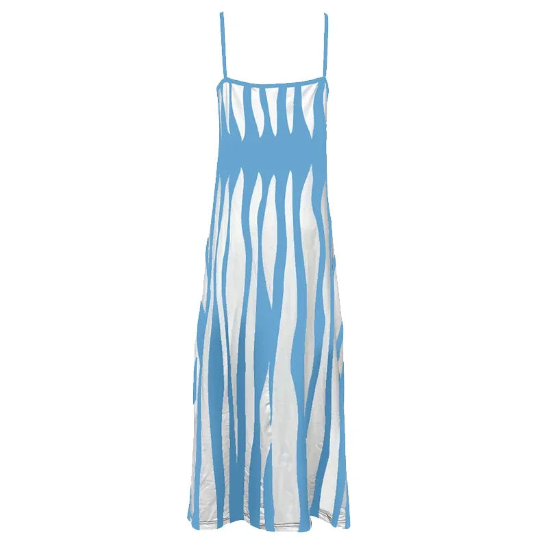 Casual Striped Sleeveless Knit Maxi Dress For Women