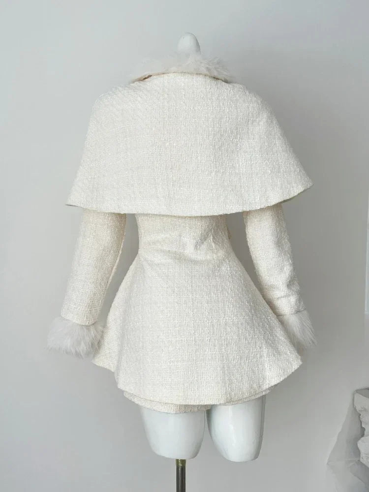 Elegant Bow Shawl Cape Two-Piece Set