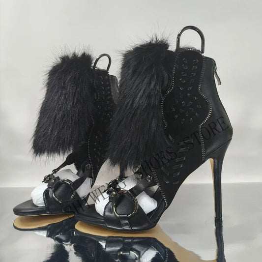 Feathered Fringe Stiletto Heels