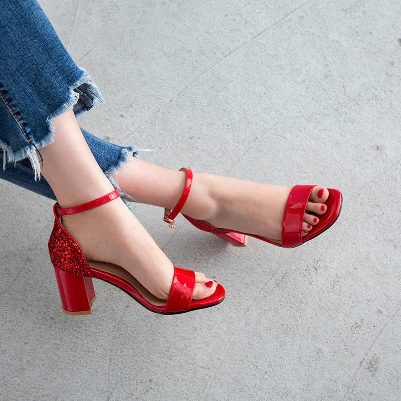 Classic Square Heel Buckle Sandals