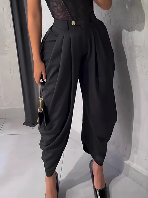 Ruched Cargo Harem Sweatpants With Drawstring Waist for Women