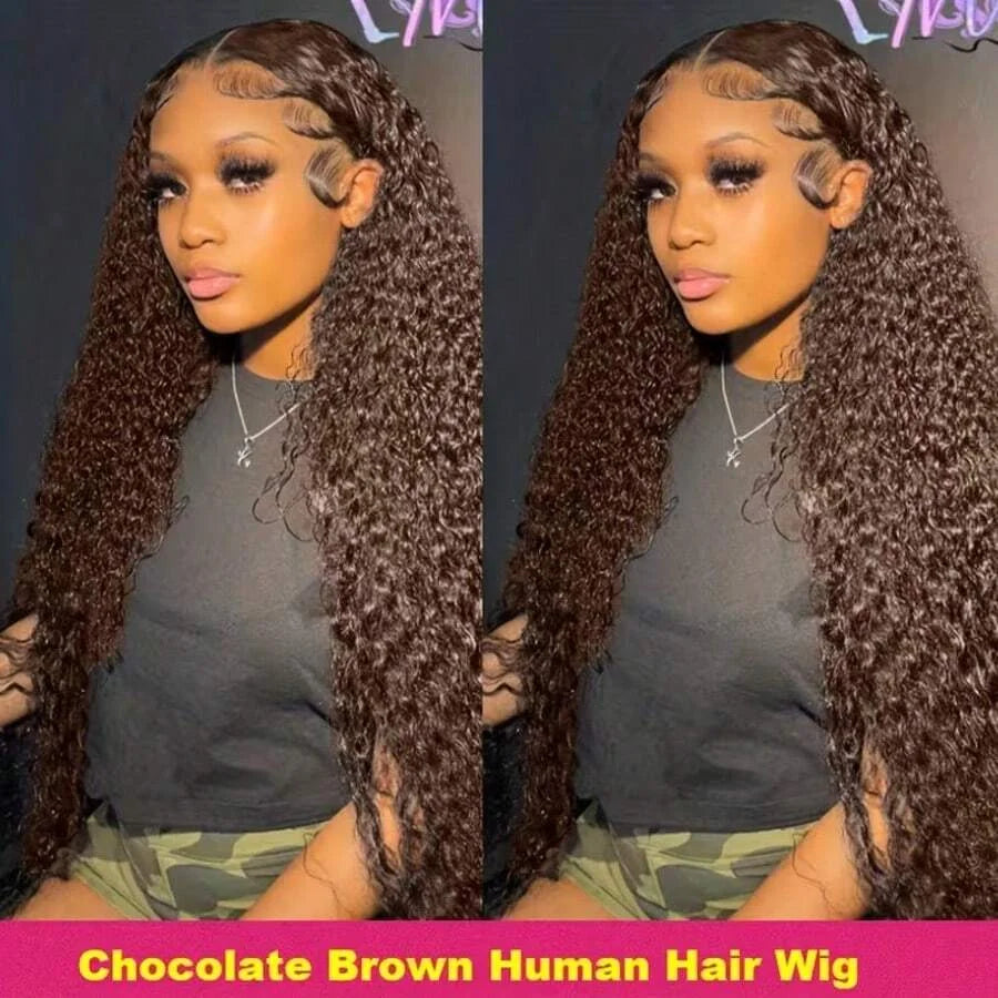 Chocolate Brown Deep Wave Lace Front Wig for Women