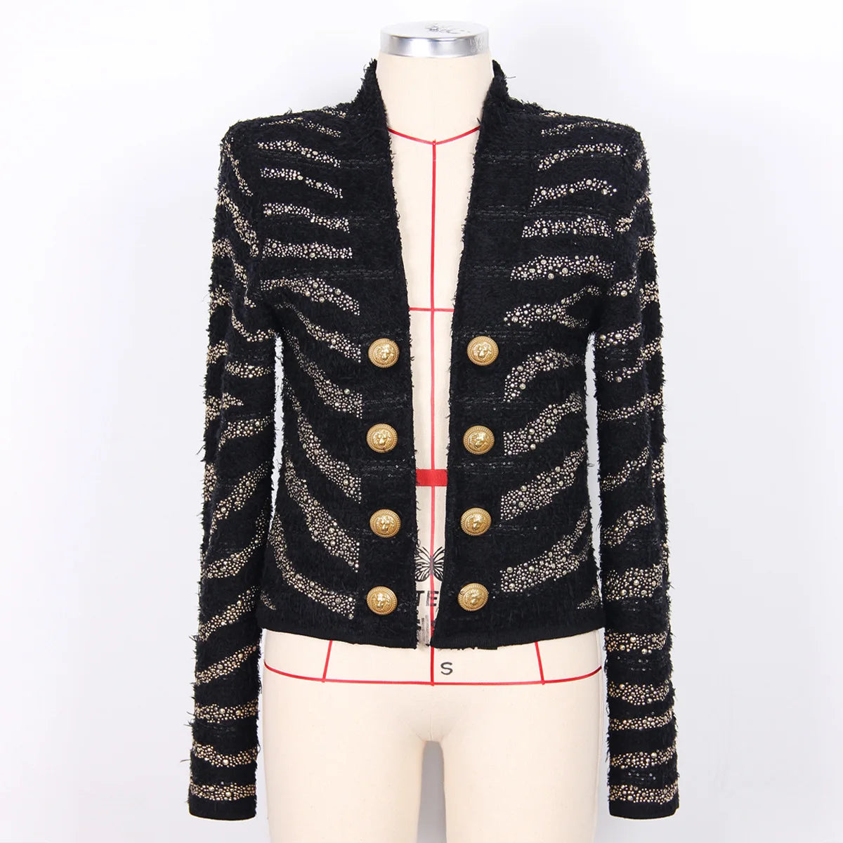 2025 Autumn New Heavy Knitted Hot Diamond Long-sleeved Jacket Sexy Vest + Skirt Set Light Luxury Party Women Three-piece Set