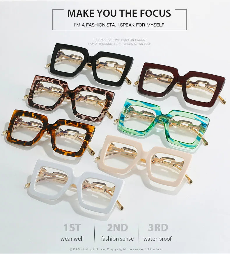 Oversized Square Blue Light Reading Glasses for Women