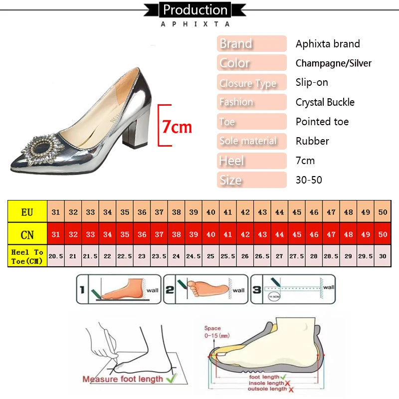 Crystal Sun Buckle Block Heel Pumps