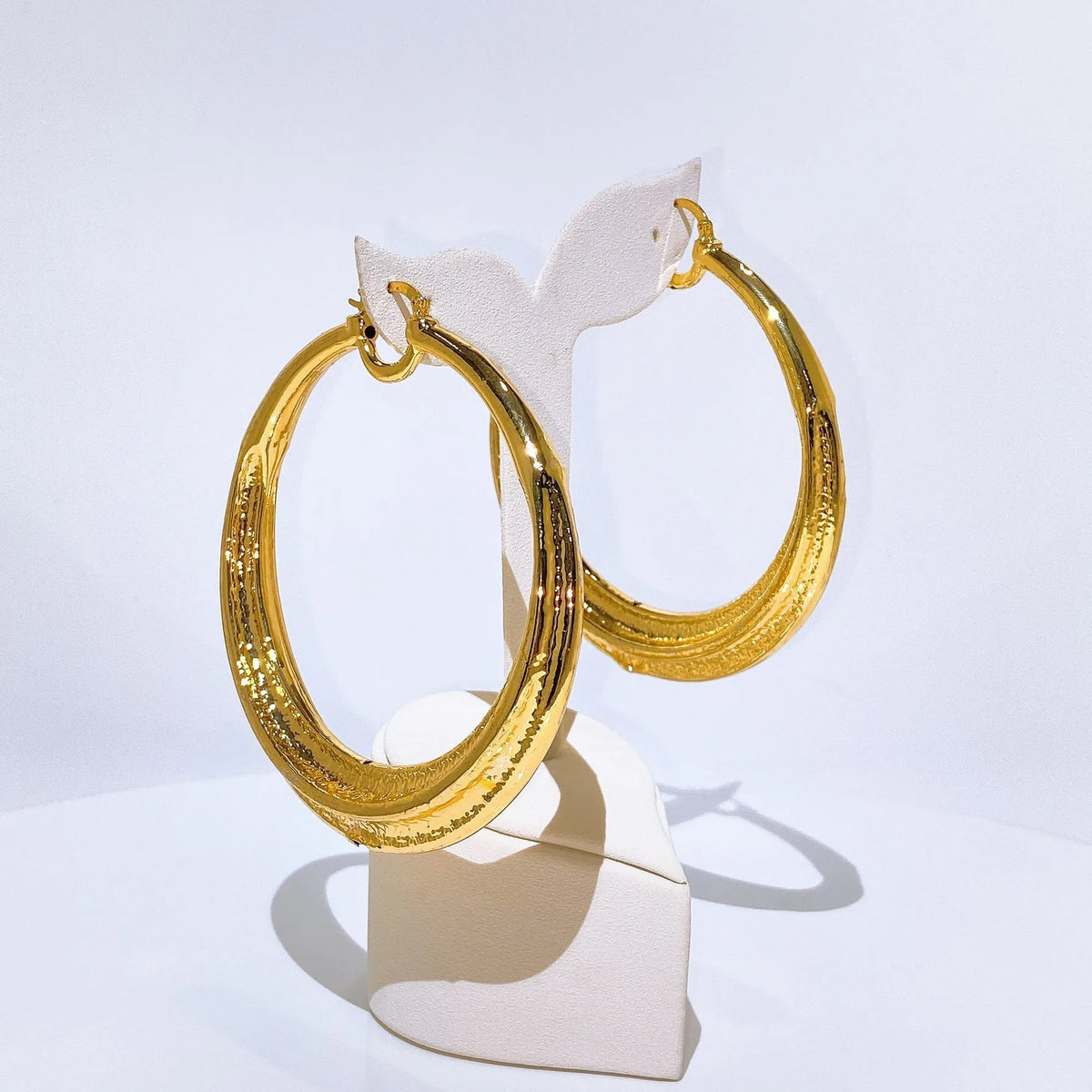 Chunky Oval Gold Plated Hoop Earrings