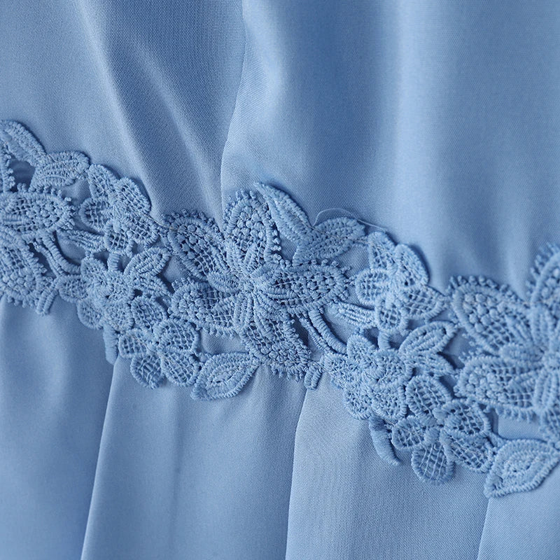 Lace Patchwork Three Quarter Sleeve Peplum Blouse for Women