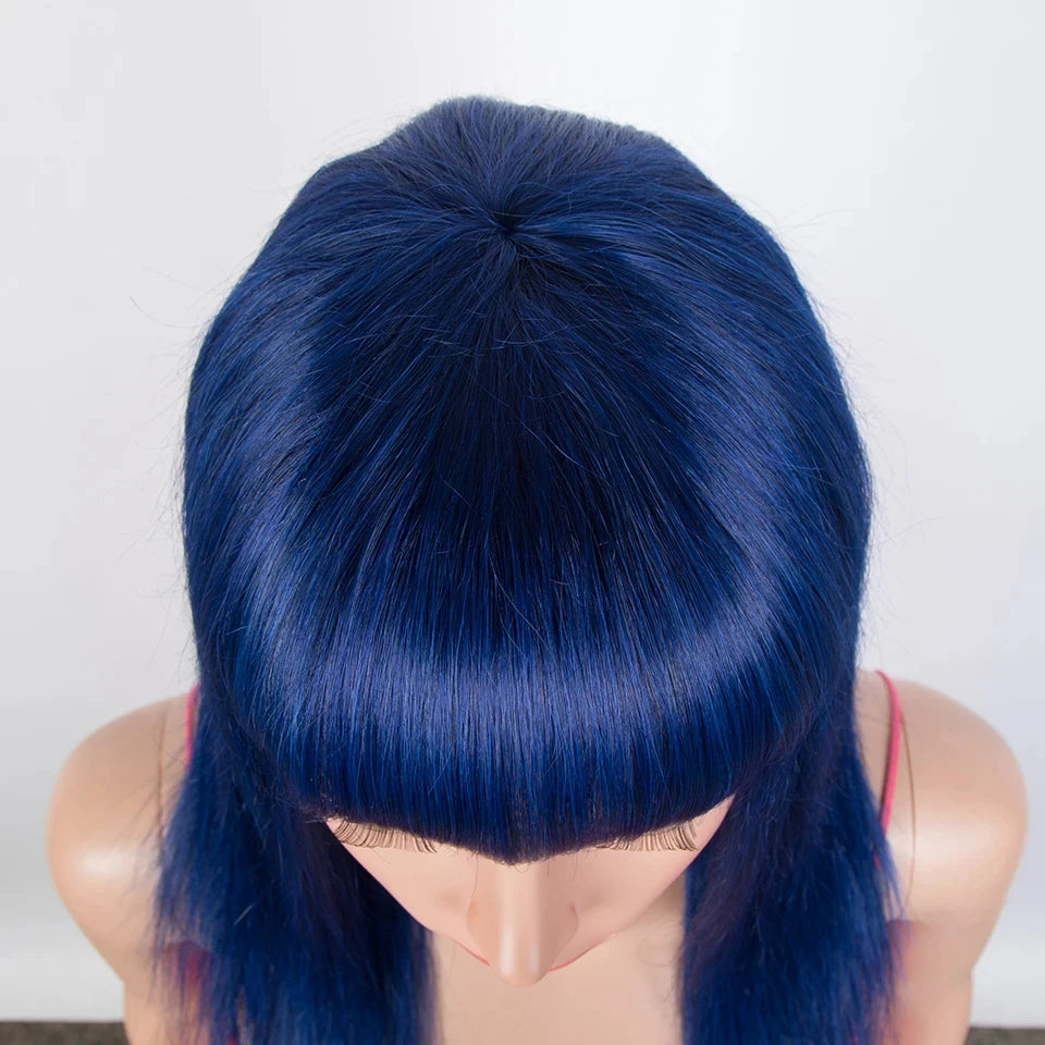 Glueless Straight Human Hair Wig With Bangs for Women