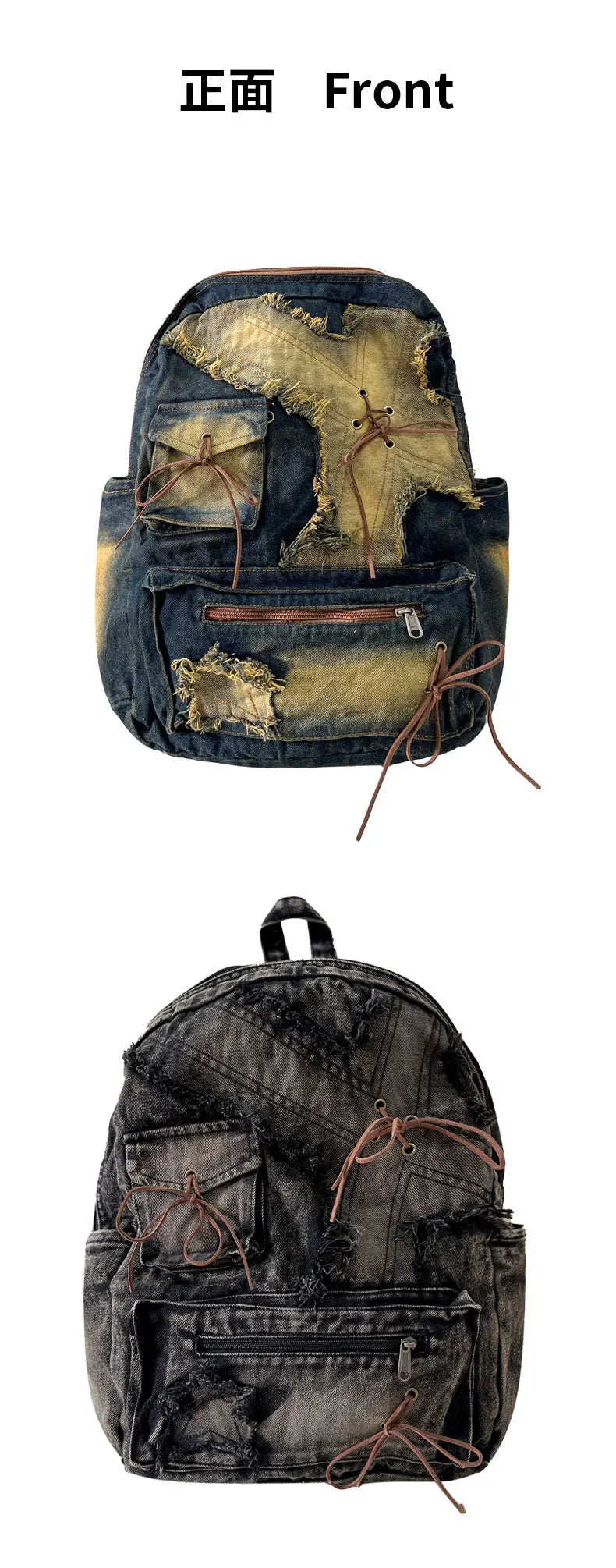 Washed Denim Backpack With Large Capacity for Women