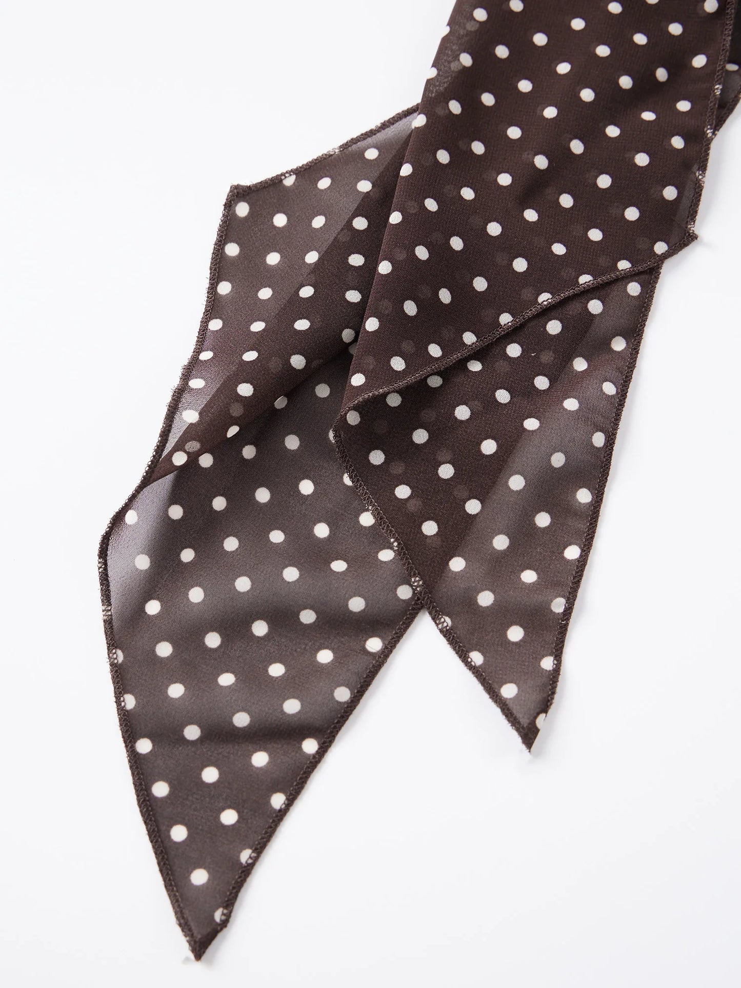 Elegant Irregular Blouse with Tie Up Mock Neck Chiffon Dots Print for Women
