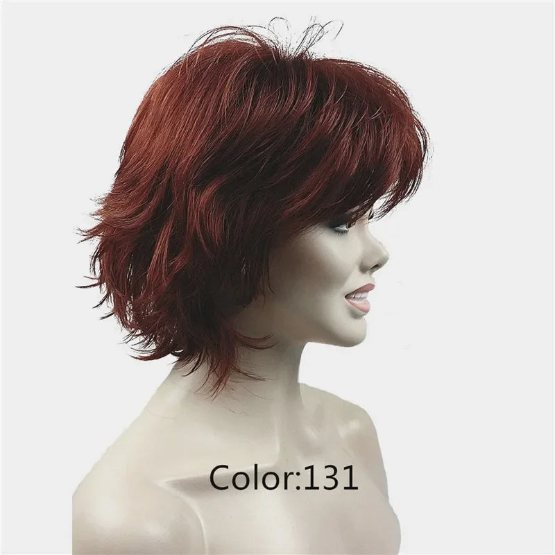 Fluffy Short Straight Layered Blonde Synthetic Wig For Women