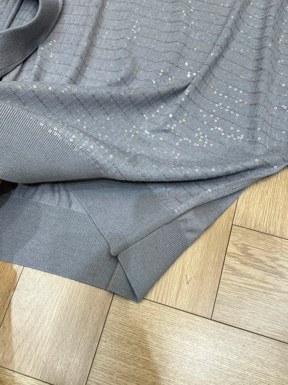 Loose Fit Sparkling Sequin Summer Knit Polo Top for Women