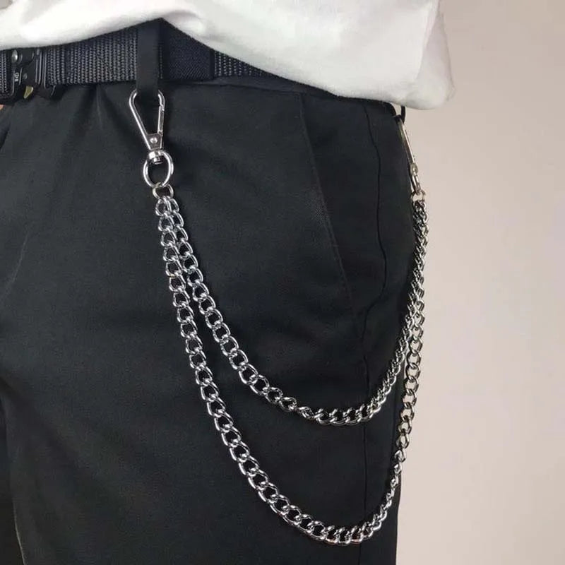 Punk Double Layer Silver Waist Chain