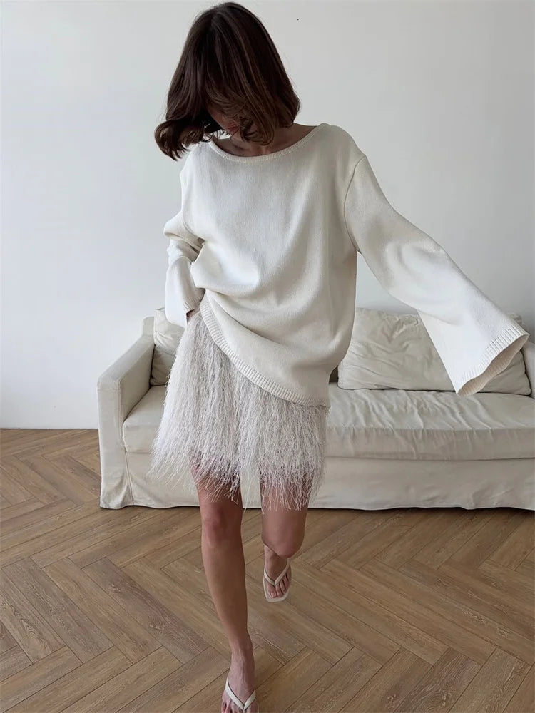 Backless Patchwork Knit Sweater