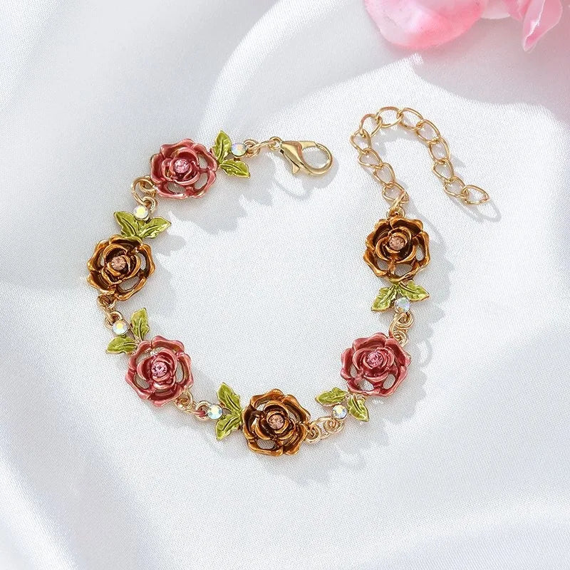 Multicolor Rose Charm Bracelet