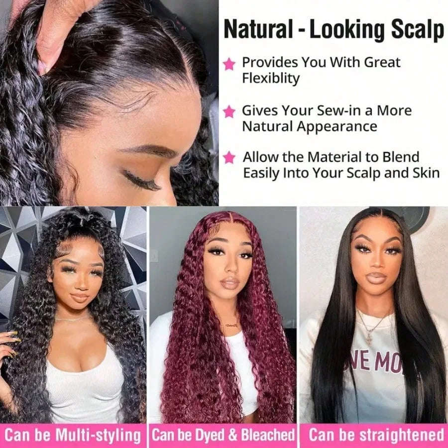 Natural Deep Wave Lace Frontal Human Hair Wig For Women