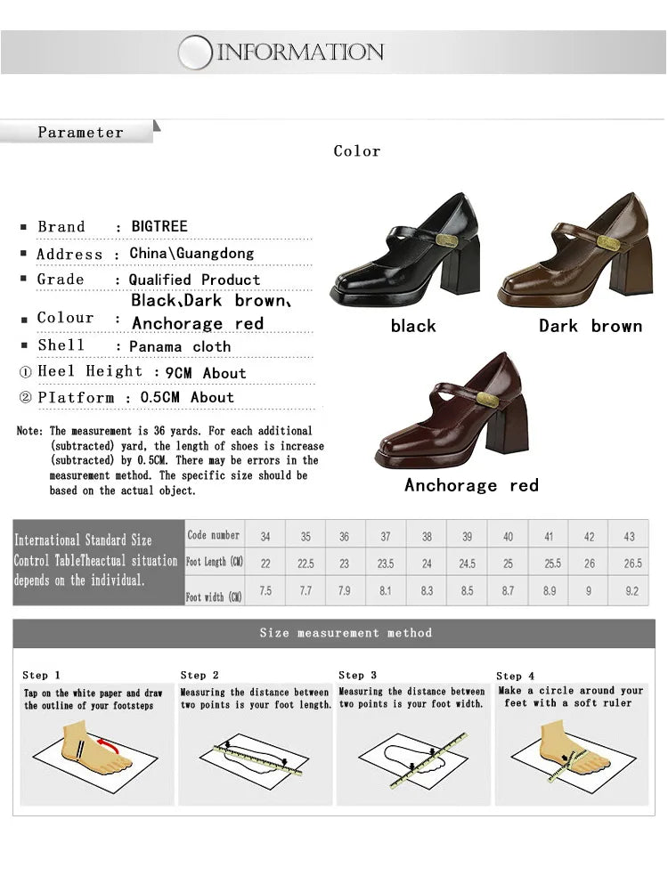 Retro Chunky Metal Buckle Platform Pumps for Women