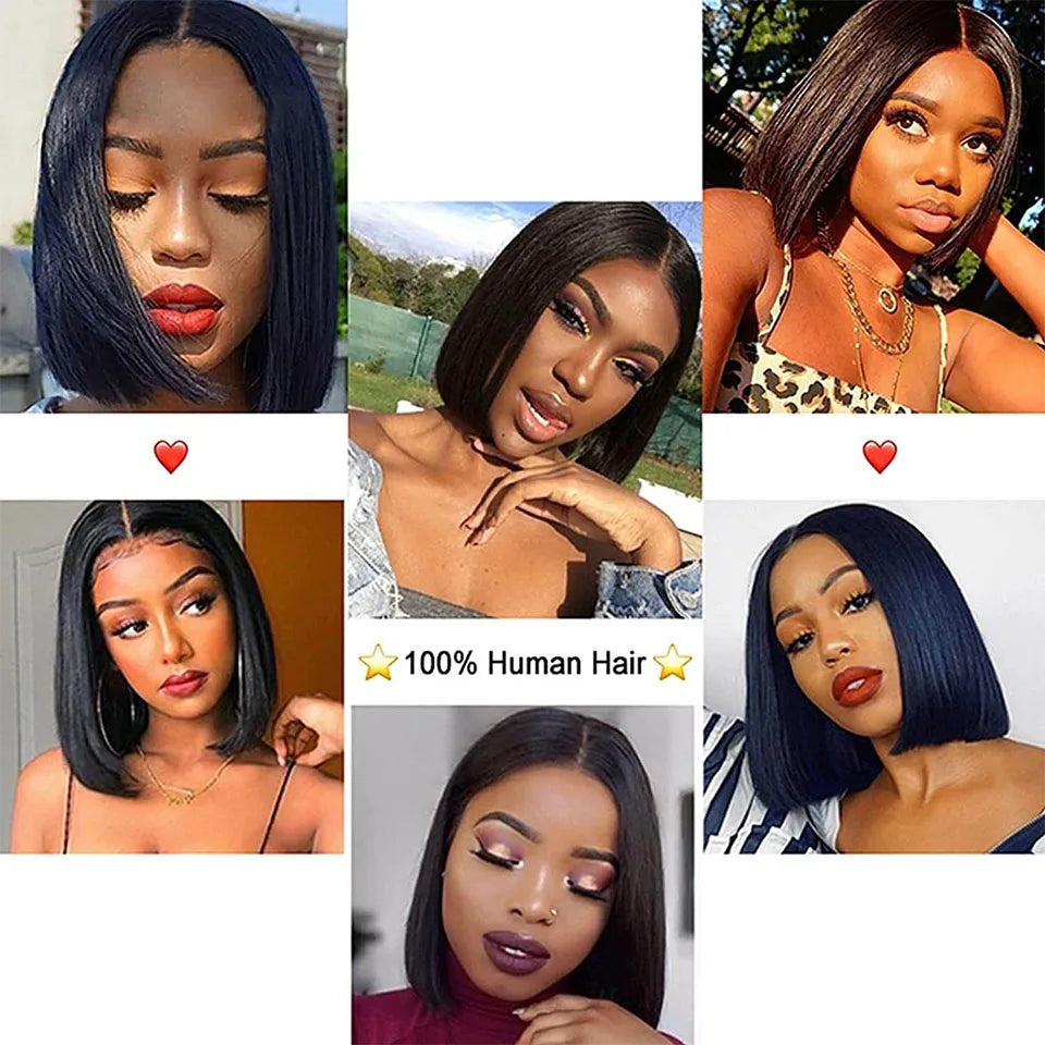 Short Straight Highlight Blonde Lace Front Bob Wig for Women