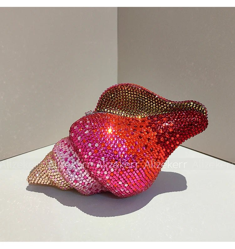 Glamorous Crystal Conch Shaped Rhinestone Evening Bag for Women