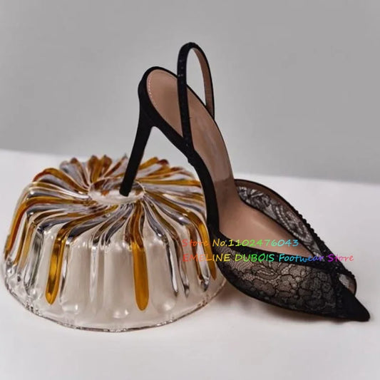 Mesh Peep Toe Sandals Slip-On Stiletto Summer Shoes Sweet Fashion Style High Heels for Women Designer Rhinestone Sandals