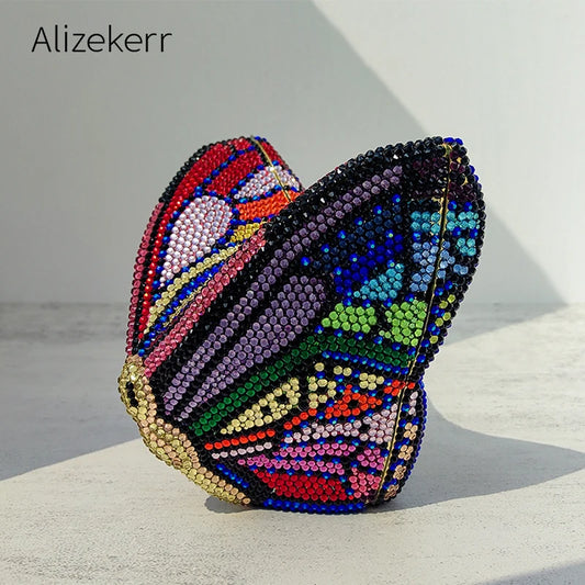 Alizekerr Butterfly Diamond Evening Bags Women 2025 Luxury Designer Gorgeous Rhinestone Clutch Purses And Handbags Wedding Party