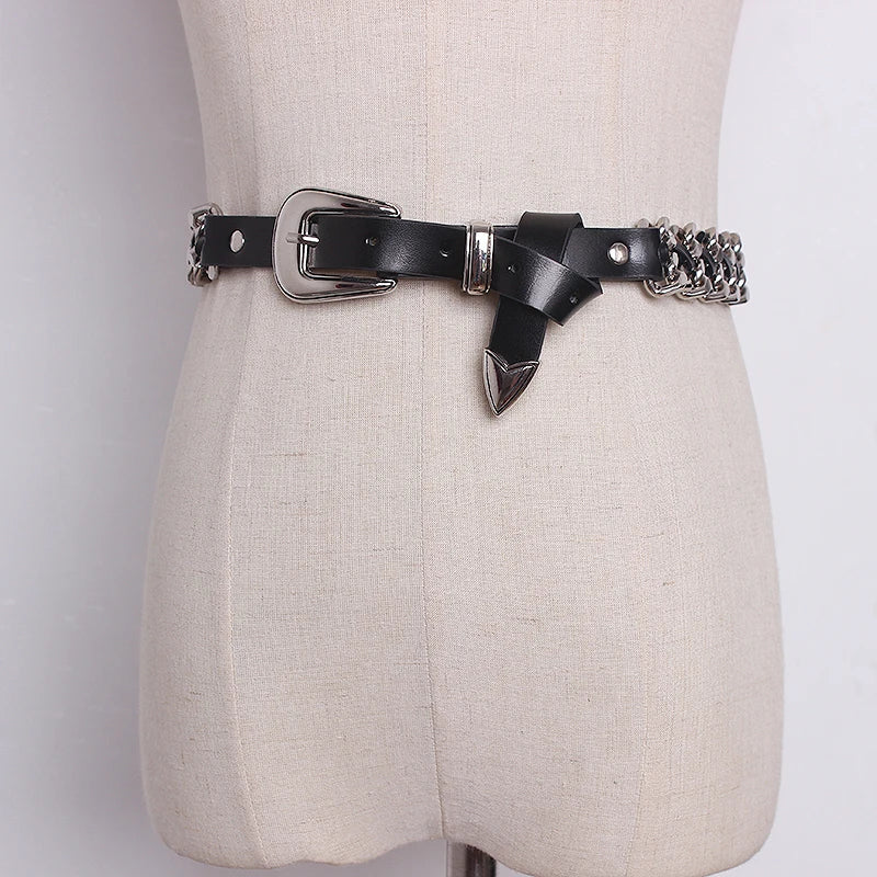 Trendy Gold Metal Decorative Waist Chain Belt for Women