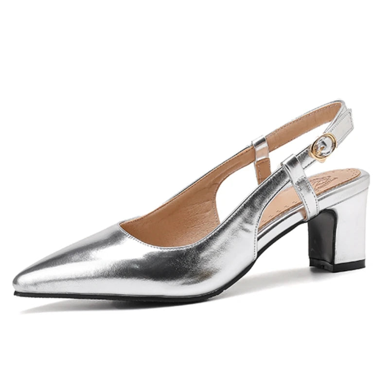 Elegant Low Heel Point Toe Slingback Sandals for Women