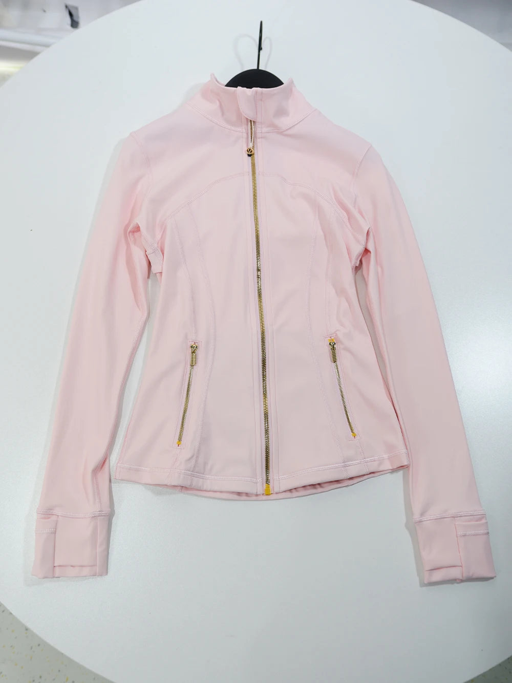 Slimming Gold Zipper Jacket and Yoga Pants Set for Women