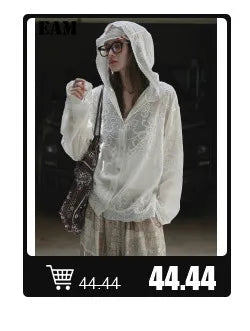 [EAM] Women Beige Zipper Pocket Back Bandage Blouse New Lapel Long Sleeve Loose Fit Shirt Fashion Spring Autumn 2025 1DF1491