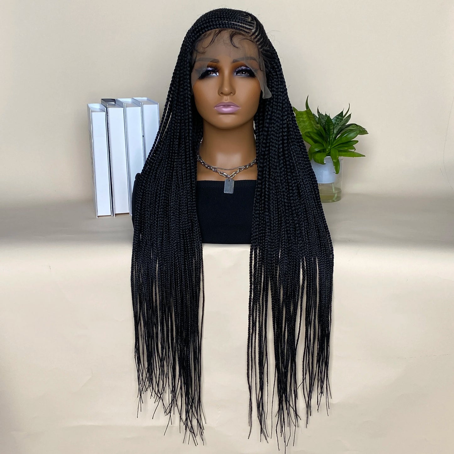 Long Braided Lace Front Synthetic Wig With Baby Hair for Women