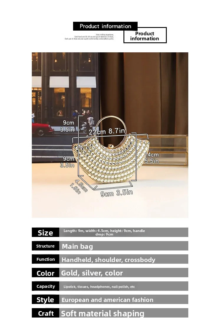 New Evening Women's Bag Luxury Brand Diamond-encrusted Sparkling Dinner Party Handbag Diamond-encrusted Women's Shoulder Bag